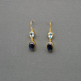 BLUE TOPAZ AND KYANITE GOLD EARRINGS