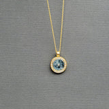 PAVE DIAMONDS 12MM SUN PENDANT NECKLACE
