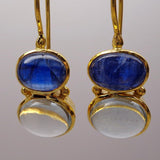 KYANITE AQUAMARINE GOLD EARRINGS