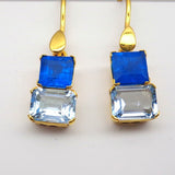 APATITE BLUE TOPAZ GOLD EARRINGS