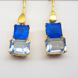 APATITE BLUE TOPAZ GOLD EARRINGS