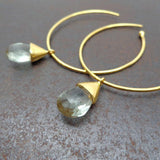 GREEN AMETHYST GOLD EARRINGS