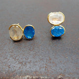 MOONSTONE APATITE GOLD EARRINGS