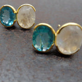 MOONSTONE APATITE GOLD EARRINGS