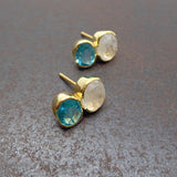 MOONSTONE APATITE GOLD EARRINGS