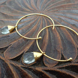 GREEN AMETHYST GOLD EARRINGS