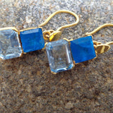 APATITE BLUE TOPAZ GOLD EARRINGS