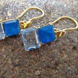 APATITE BLUE TOPAZ GOLD EARRINGS