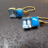 SLEEPING BEAUTY TURQUOISE TOPAZ GOLD EARRINGS