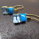 SLEEPING BEAUTY TURQUOISE TOPAZ GOLD EARRINGS