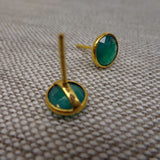 GREEN ONYX GOLD POST EARRINGS