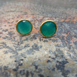 GREEN ONYX GOLD POST EARRINGS