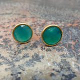 GREEN ONYX GOLD POST EARRINGS