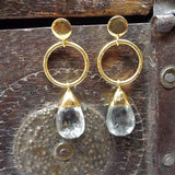 GREEN AMETHYST GOLD POST EARRINGS