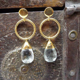 GREEN AMETHYST GOLD POST EARRINGS