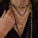 LABRADORITE MOONSTONE GOLD LINK NECKLACE