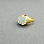 Hand Crafted 18kt Yellow gold ring with a clear umbrella cut Aquamarine stone. Available with an array of other gemstones for a personalized touch.
18 kt Yellow Gold
Aquamarine
Hand-Crafted
Available in a variety of gemstones