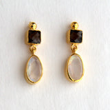 SMOKEY MOONSTONE GOLD EARRINGS