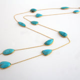 LONG TURQUOISE GOLD NECKLACE