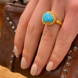 PAVE DIAMONDS TURQUOISE RING