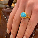 PAVE DIAMONDS TURQUOISE RING