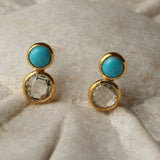 SLEEPING BEAUTY TURQUOISE MOONSTONE GOLD EARRINGS