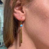 HAMMERED BAR GOLD GEMSTONE EARRINGS