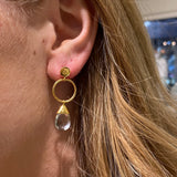 GREEN AMETHYST GOLD POST EARRINGS