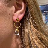 GREEN AMETHYST GOLD POST EARRINGS