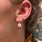 MOONSTONE TOURMALINE GOLD EARRINGS
