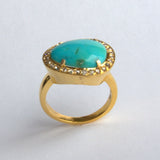 PAVE DIAMONDS TURQUOISE RING