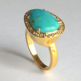 PAVE DIAMONDS TURQUOISE RING