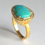 PAVE DIAMONDS TURQUOISE RING
