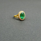 Colombian Emerald Gold Pave Diamonds Ring
