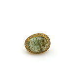 GREEN BERYL PAVE DIAMOND GOLD RING