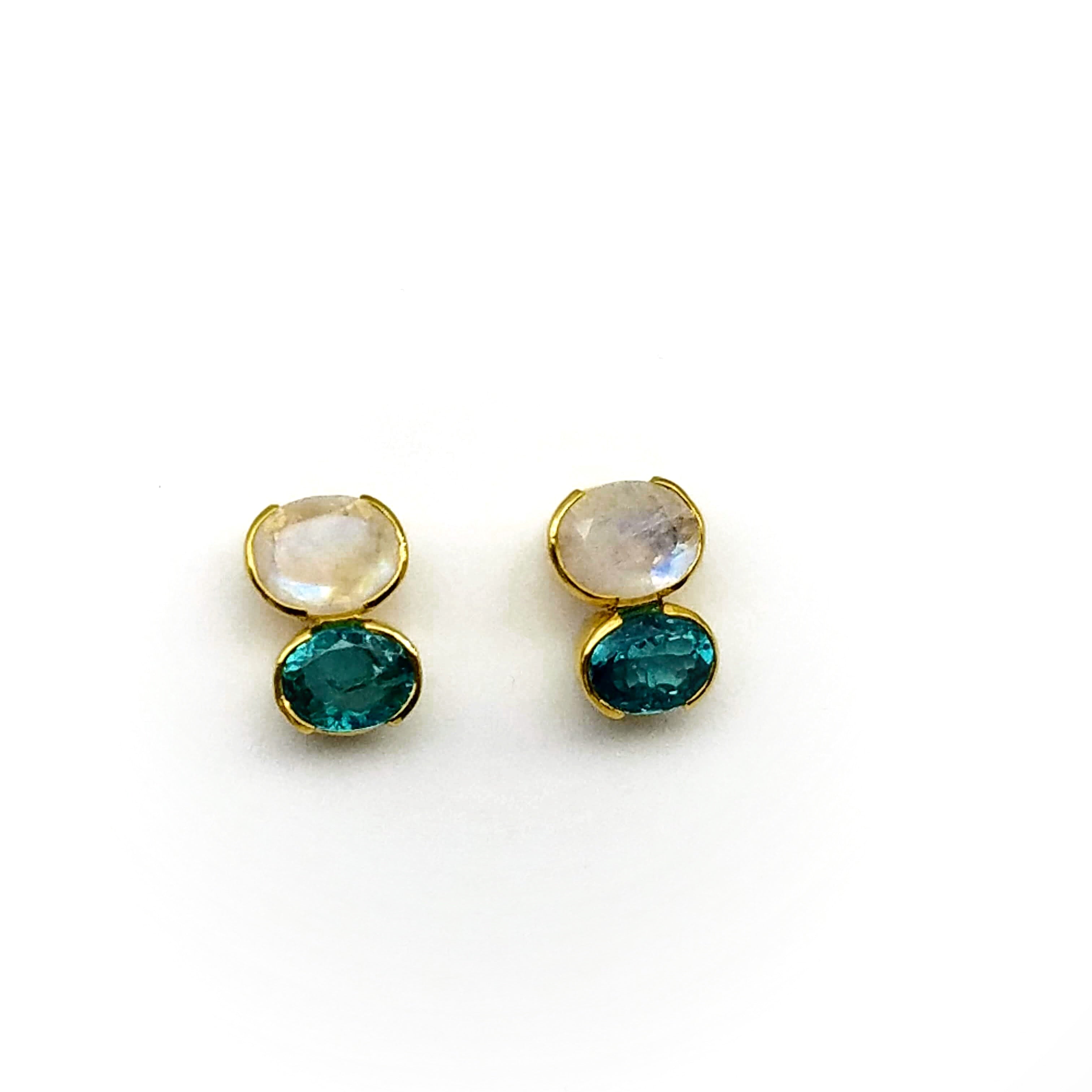 MOONSTONE APATITE GOLD EARRINGS SONIA TONKIN