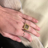 SQUARE BERYL DIAMONDS RING