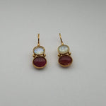 Moonstone and Tourmaline Gold Earrings