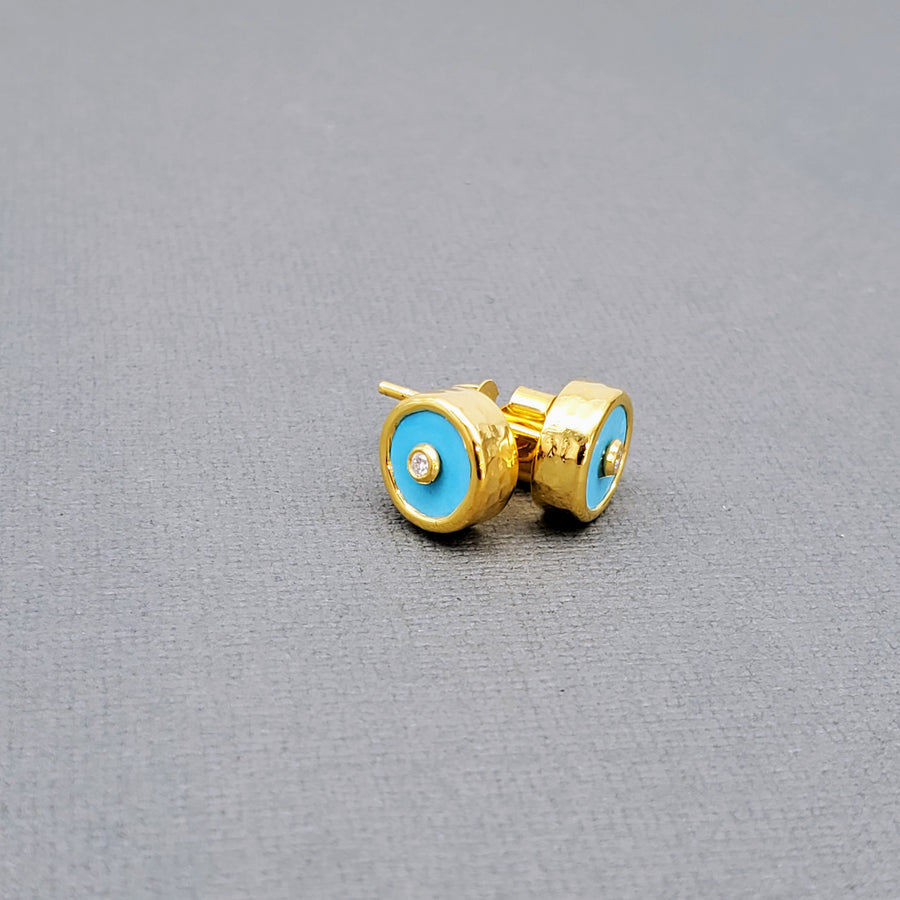 TURQUOISE AND DIAMIOND SIGNATURE STUDS