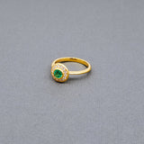EMERALD DIAMONDS HALO RING