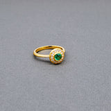 EMERALD DIAMONDS HALO RING