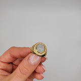 AQUAMARINE PAVE DIAMONDS  18KT GOLD RING