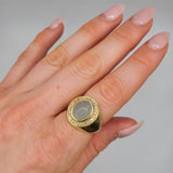 AQUAMARINE PAVE DIAMONDS  18KT GOLD RING