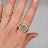 AQUAMARINE PAVE DIAMONDS  18KT GOLD RING