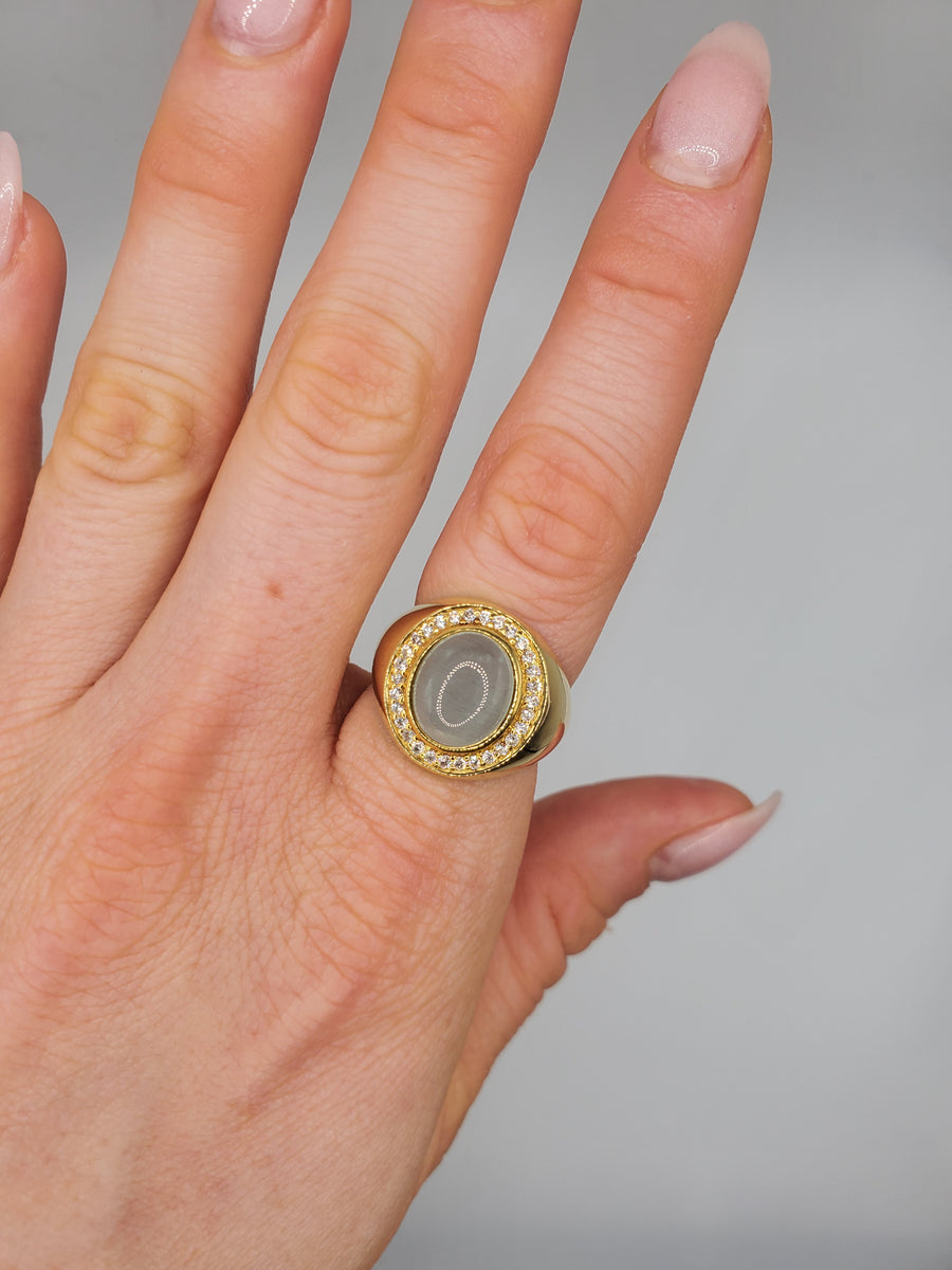 AQUAMARINE PAVE DIAMONDS  18KT GOLD RING