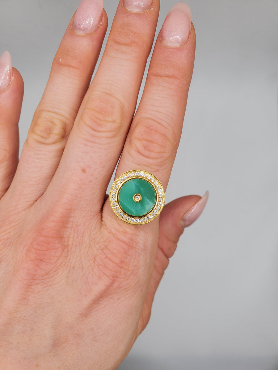 CHRYSOPRASE SUN GOLD RING