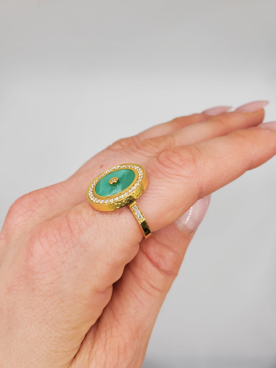 CHRYSOPRASE SUN GOLD RING