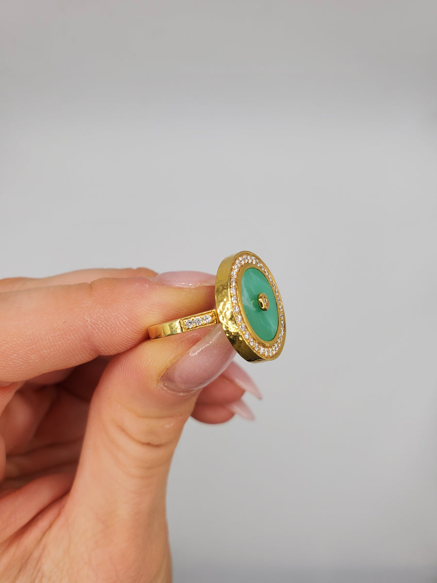 CHRYSOPRASE SUN GOLD RING