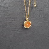CARNELIAN WITH DIAMONDS & SAPPHIRES SUN PENDANT NECKLACE