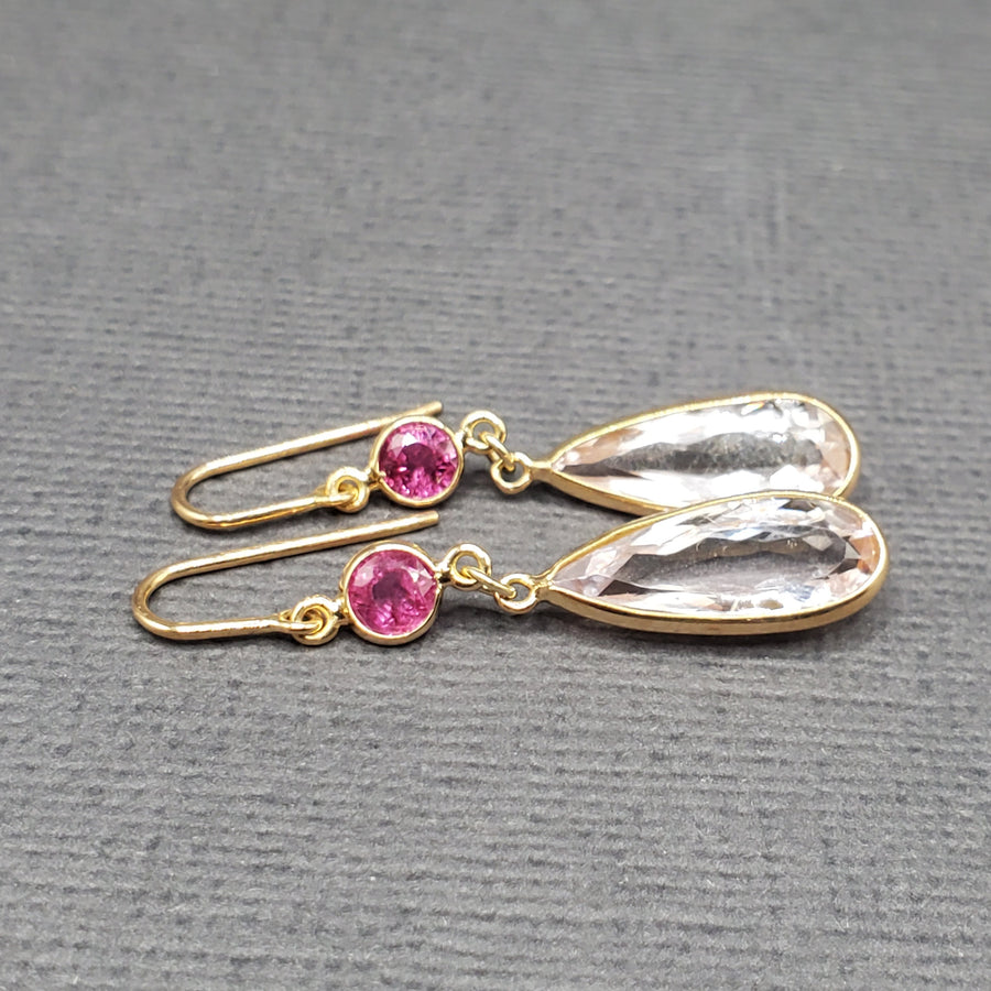 PINK TOURMALINE AND MORGANITE EARRINGS